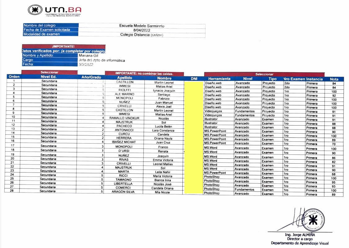 EMS 2023 - Escuela Modelo Sarmiento - Nivel Secundario - Exámenes de la UTN 2022